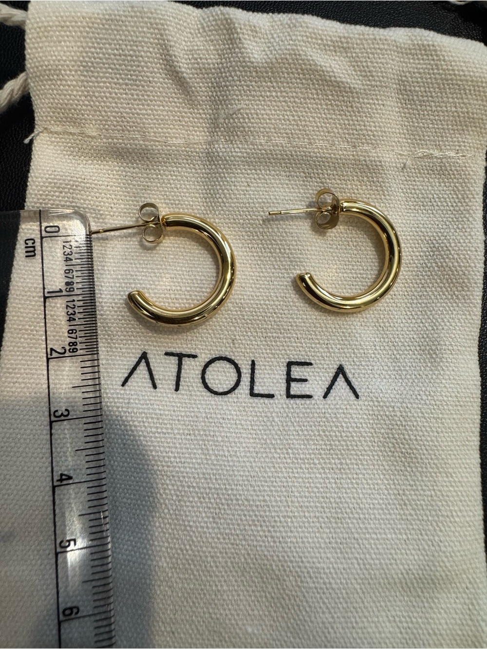 ATOLEA Polished Gold Hoop Stud Earrings